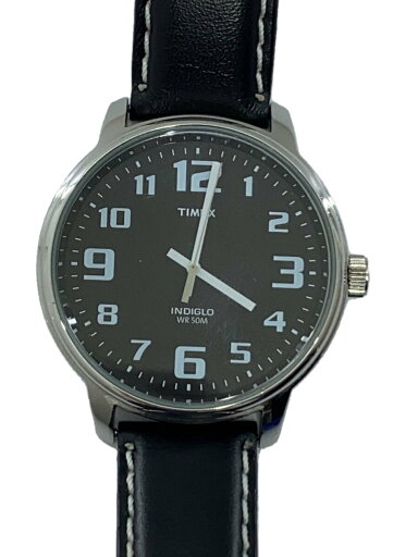 【中古】TIMEX◆クォーツ腕時計/アナログ/レザー/BLK/BLK/SS【服飾雑貨他】 【中古】TIMEX◆クォーツ腕時計/アナログ/レザー/BLK/BLK/SS【服飾雑貨他】