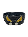 【中古】FENDI◆セレリア/バグズアイ/リバーシブル/ブレスレット/レザー/BLK/メンズ【服飾雑貨他】
