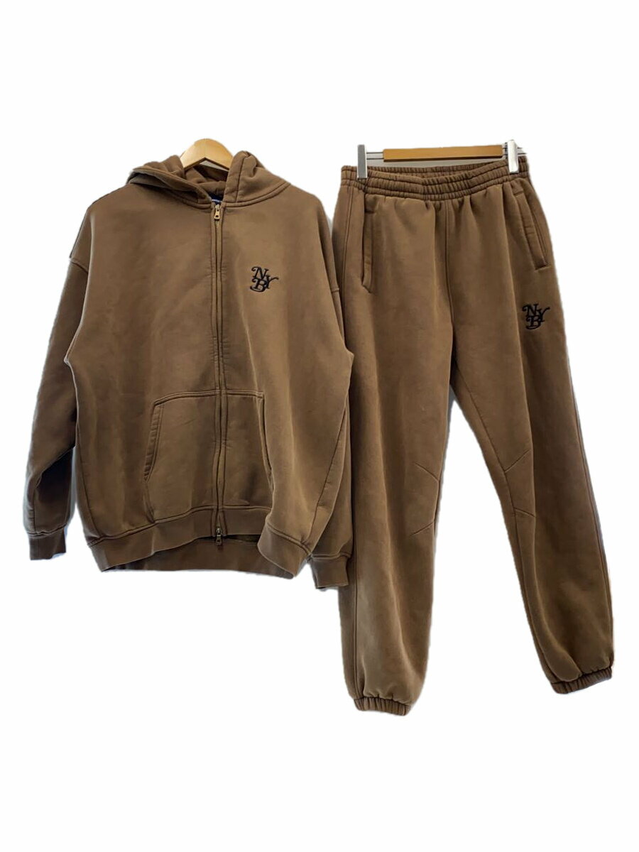 【中古】NEW YORK BURST◆OG PIGMENT ZIP HOODIE SWEAT PANT セットアップ/XL/コットン/BRW【メンズウェア】