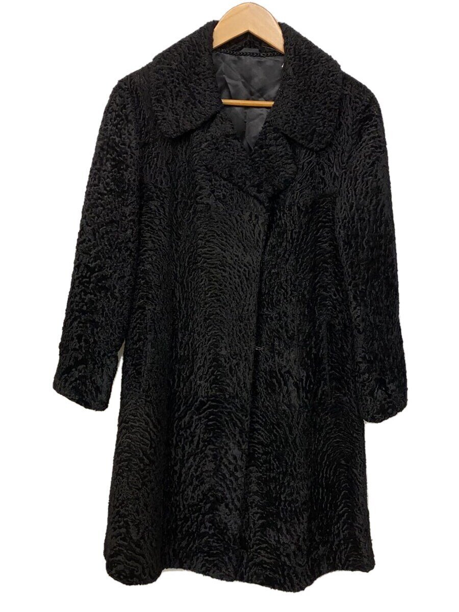 【中古】ハンドメイド/ハラココート/ハラコ/BLK/無地【レディースウェア】