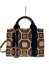 【中古】TORY BURCH◆トートバッグ/キャンバス/BEG/総柄【バッグ】