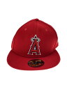 【中古】NEW ERA◆キャップ/7 5/8/ポリエステル/RED/無地/メンズ【服飾雑貨他】