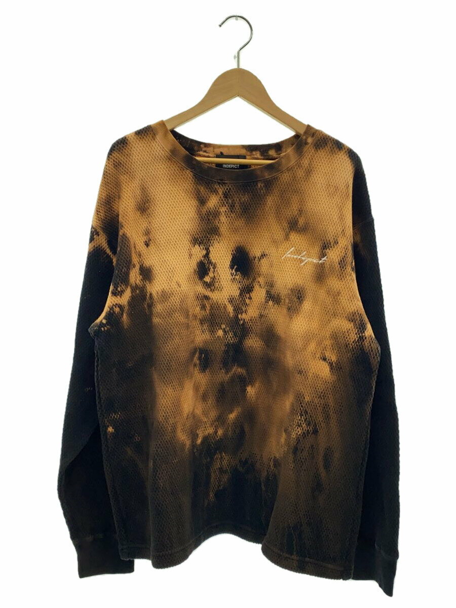 【中古】INDEPICT◆長袖Tシャツ/S/コットン/BLK/総柄【メンズウェア】