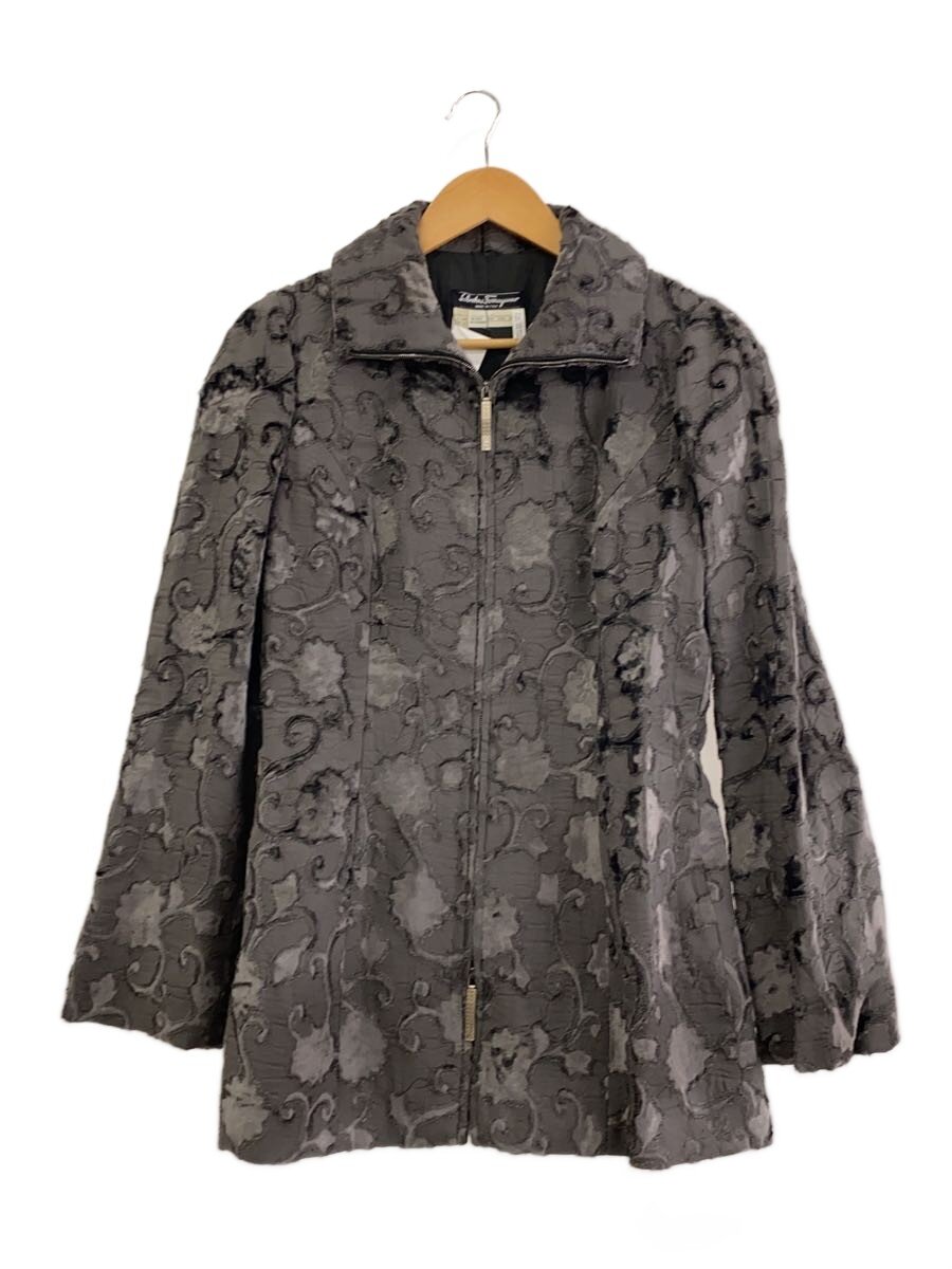 【中古】Salvatore Ferragamo◆ジャケット/44/レーヨン/GRY/総柄【レディースウェア】