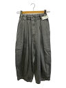 【中古】HARVESTY◆ワイドパンツ/0/コットン/GRY/A12410-2【レディースウェア】
