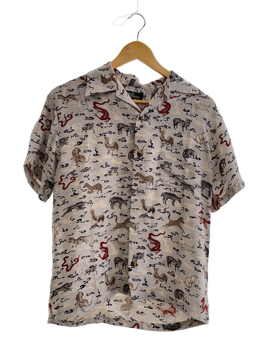 【中古】Pagong◆アロハシャツ/S/シルク/GRY/総柄//【メンズウェア】