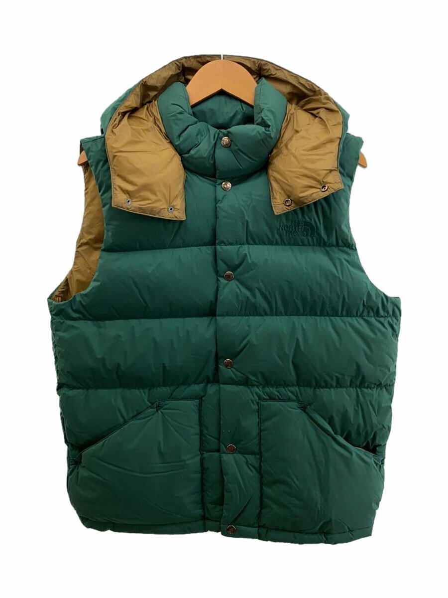 【中古】THE NORTH FACE◆CAMP SIERRA VEST_キャンプシエラベスト/M/ナイロン/GRN/無地【メンズウェア】