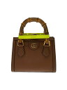 【中古】GUCCI◆ミニ・トップハンドルバッグ_ダイアナ/レザー/BRW【バッグ】