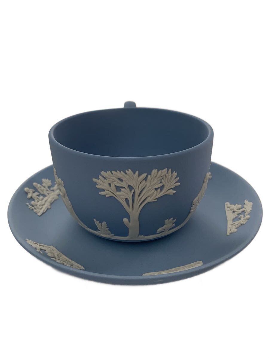【中古】WEDGWOOD◆JASPER Collection/TEACUP ＆ SAUCER/カップ&ソーサー/2点セット/BLU/2538【キッチン用品】