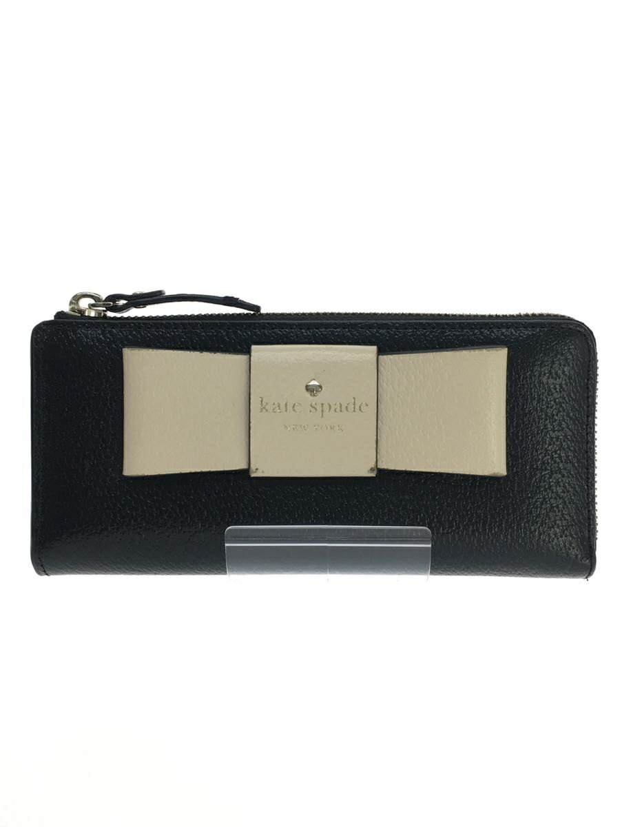 【中古】kate spade new york◆nisha mathew street/長財布/レザー/BLK/無地/レディース【服飾雑貨他】