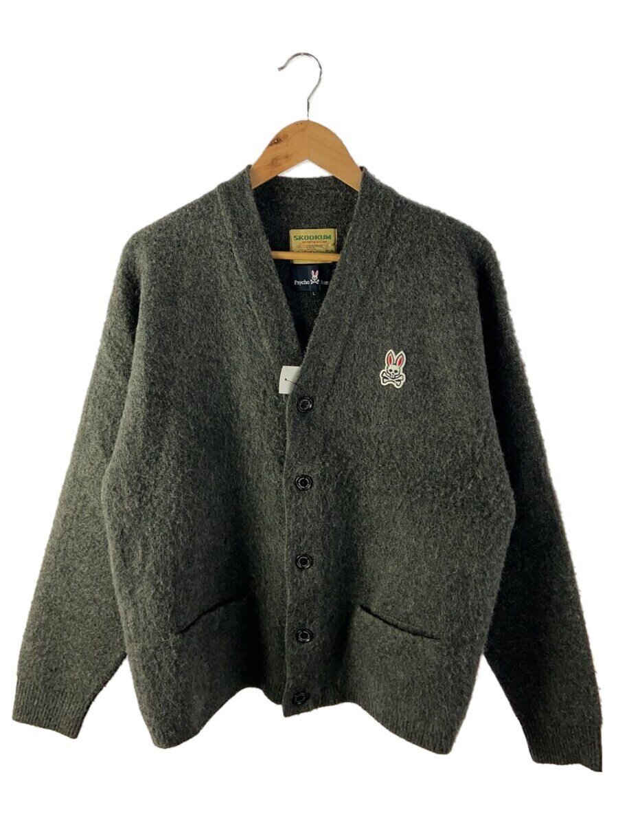 【中古】Psycho Bunny◆カーディガン(厚手)/L/ウール/GRY【メンズウェア】