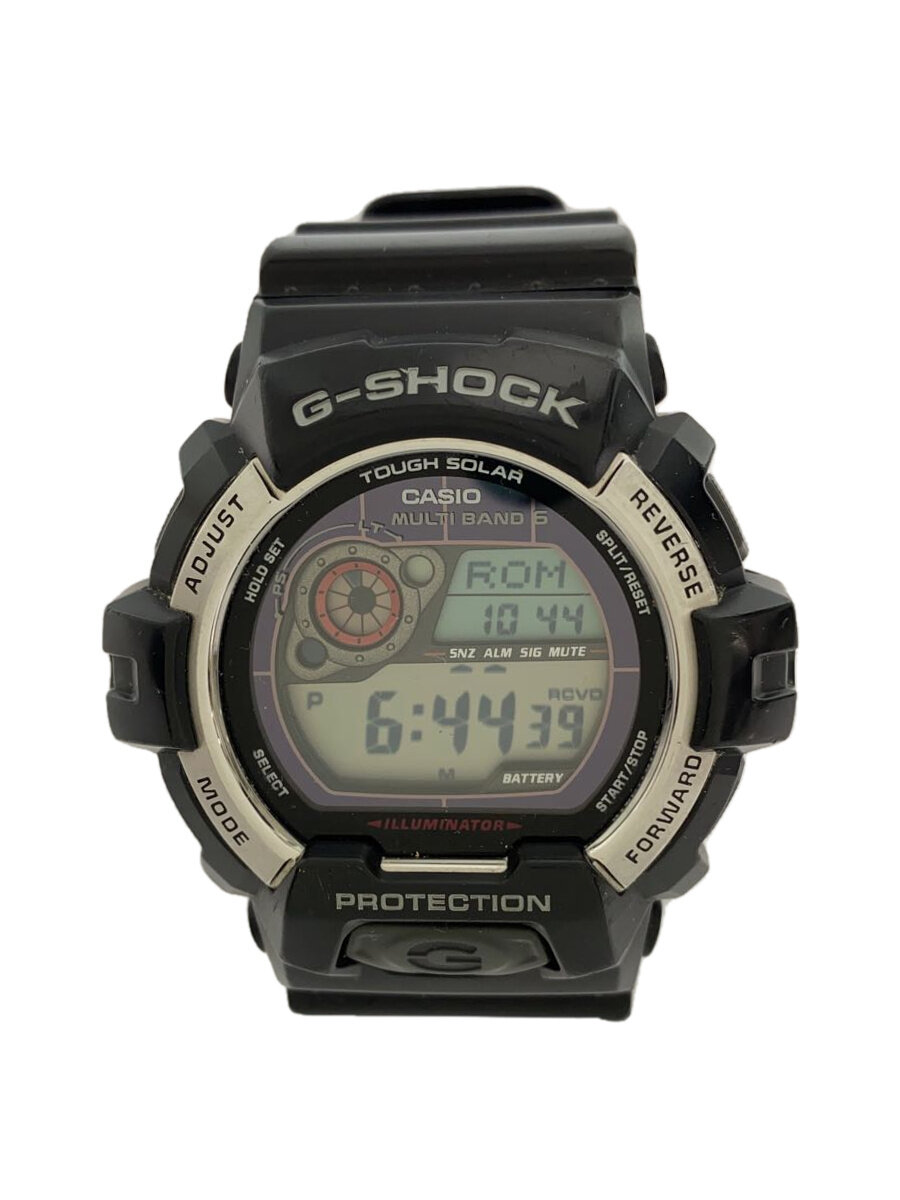 【中古】CASIO◆クォーツ腕時計/アナログ/ラバー/BLK/BLK/GW-8900-1JF【服飾雑貨他】