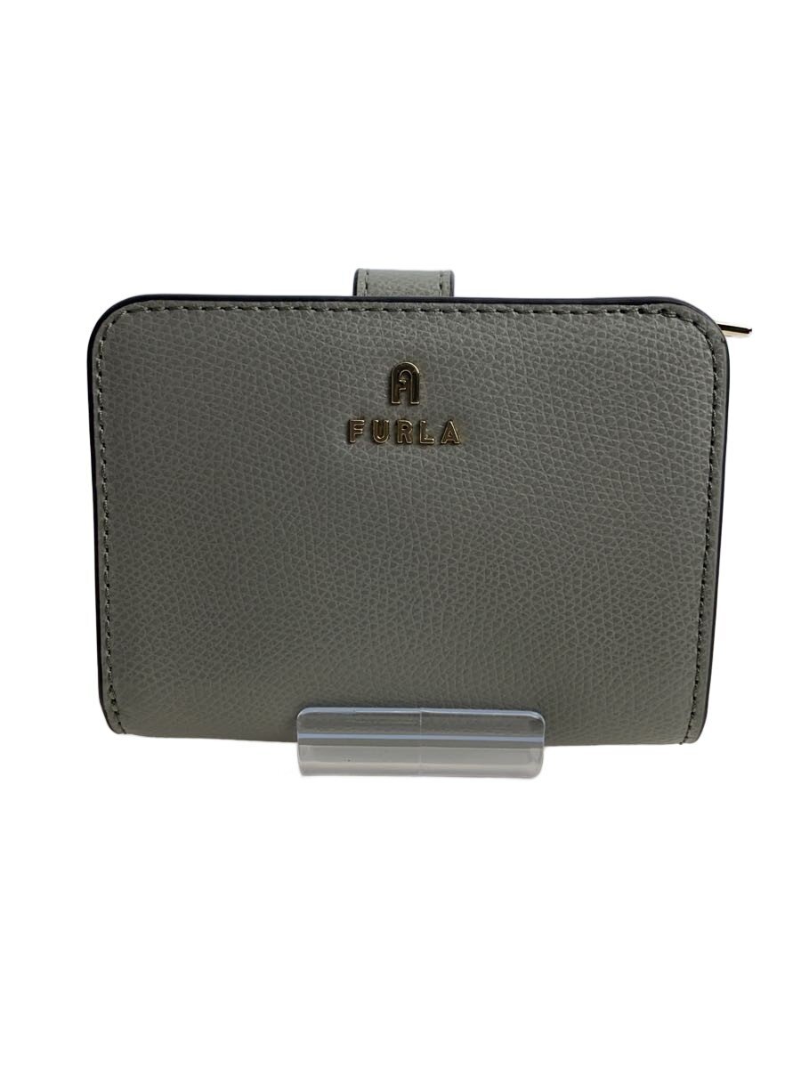 【中古】FURLA◆2つ折り財布/レザー/GRY【服飾雑貨他】