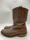 【中古】RED WING◆ペコスブーツ/--/ブラウン/レザー/スレキズ汚れ/ソール減り【シューズ】