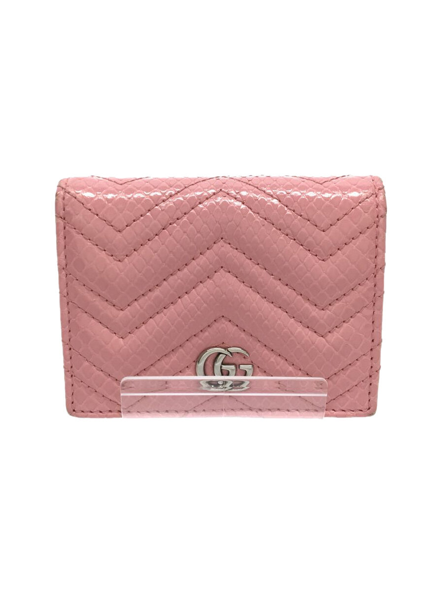 【中古】GUCCI◆GGマーモント/2つ折り財布/レザー/PNK/466492//【服飾雑貨他】