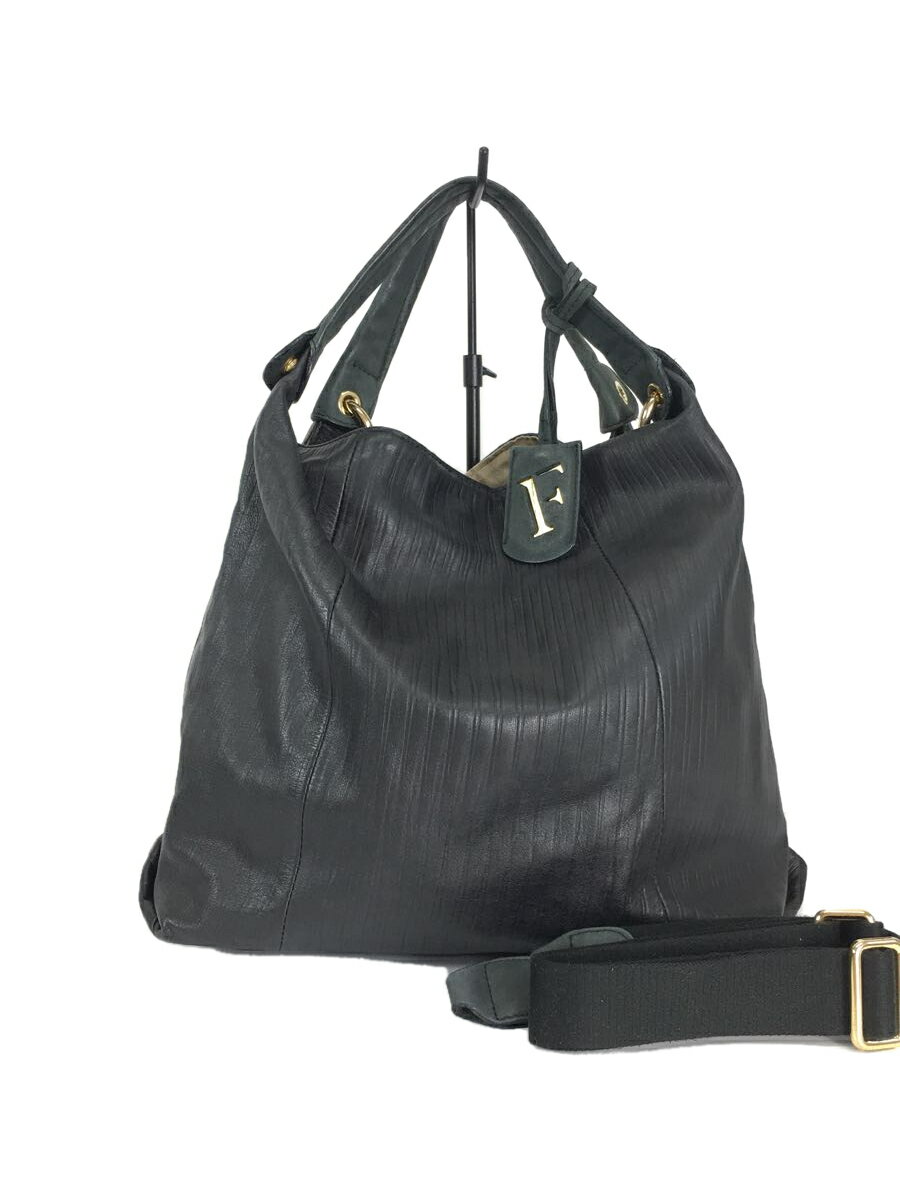 【中古】FURLA◆ハンドバッグ/レザー/BLK/F5642【バッグ】