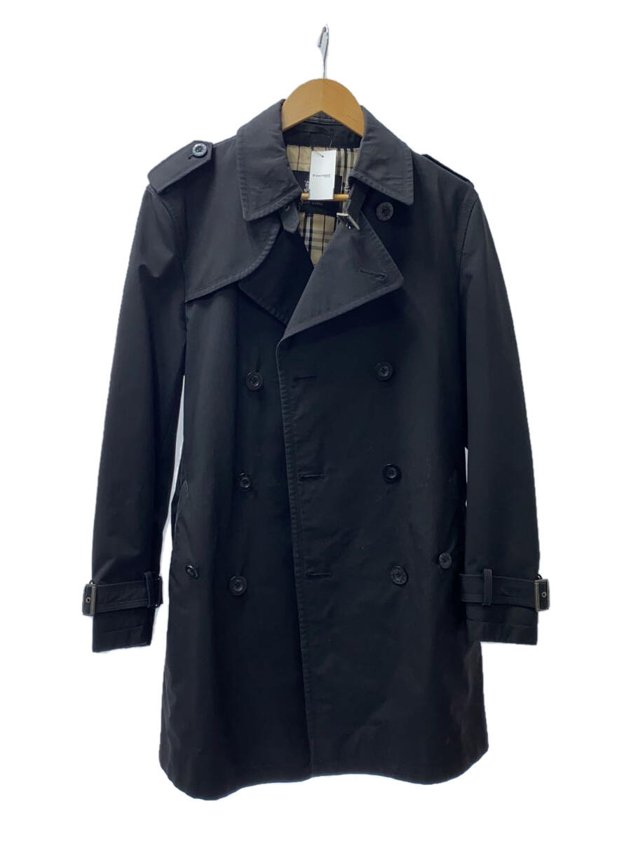 【中古】BURBERRY BLACK LABEL◆バーバリー/トレンチコート/L/ポリエステル/BLK/無地/BMA07-100-09【メンズウェア】