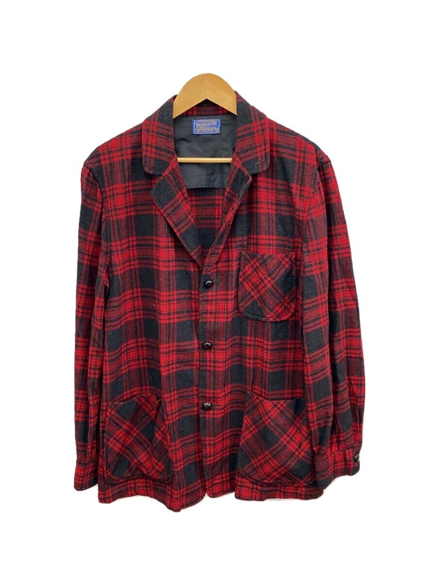 【中古】PENDLETON◆70s/テーラードジャケット/M/ウール/RED/チェック//【メンズウェア】