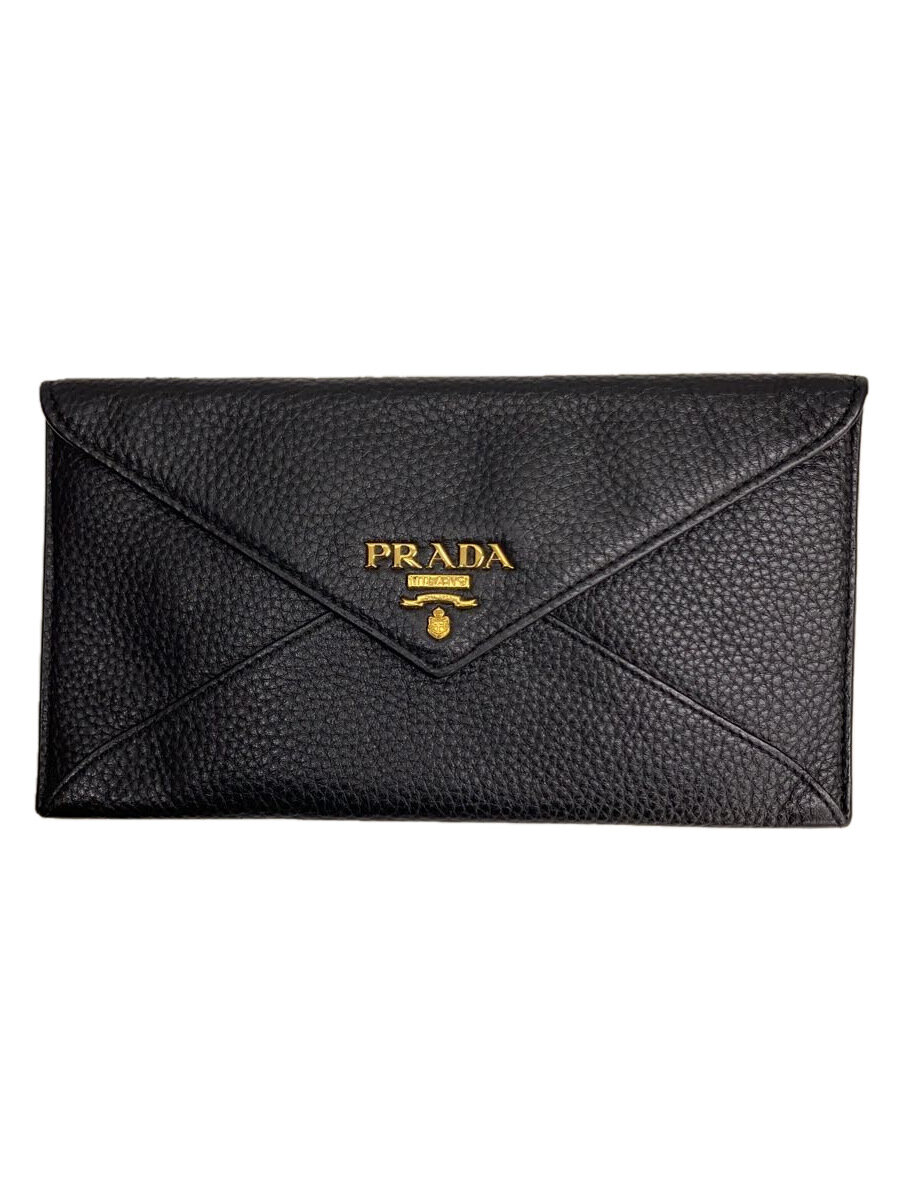【中古】PRADA◆PRADA/長財布/レザー/BLK/無地/メンズ/1MF175【服飾雑貨他】