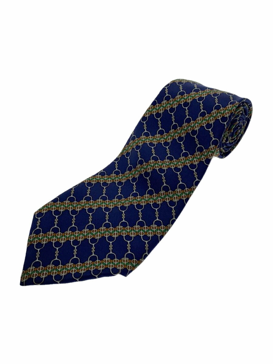 【中古】HERMES◆ネクタイ/シルク/BLU/メンズ【服飾雑貨他】