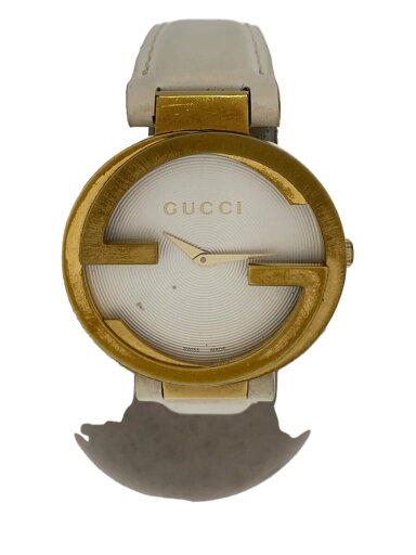 【中古】GUCCI◆クォーツ腕時計/アナログ/レザー/CRM/133.3【服飾雑貨他】 【中古】GUCCI◆クォーツ腕時計/アナログ/レザー/CRM/133.3【服飾雑貨他】