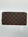 【中古】LOUIS VUITTON◆2)ジッピー・ウォレット_ダミエ・エベヌ_BRW_ブラウン/PVC/BRW/総柄/レディース【服飾雑貨他】