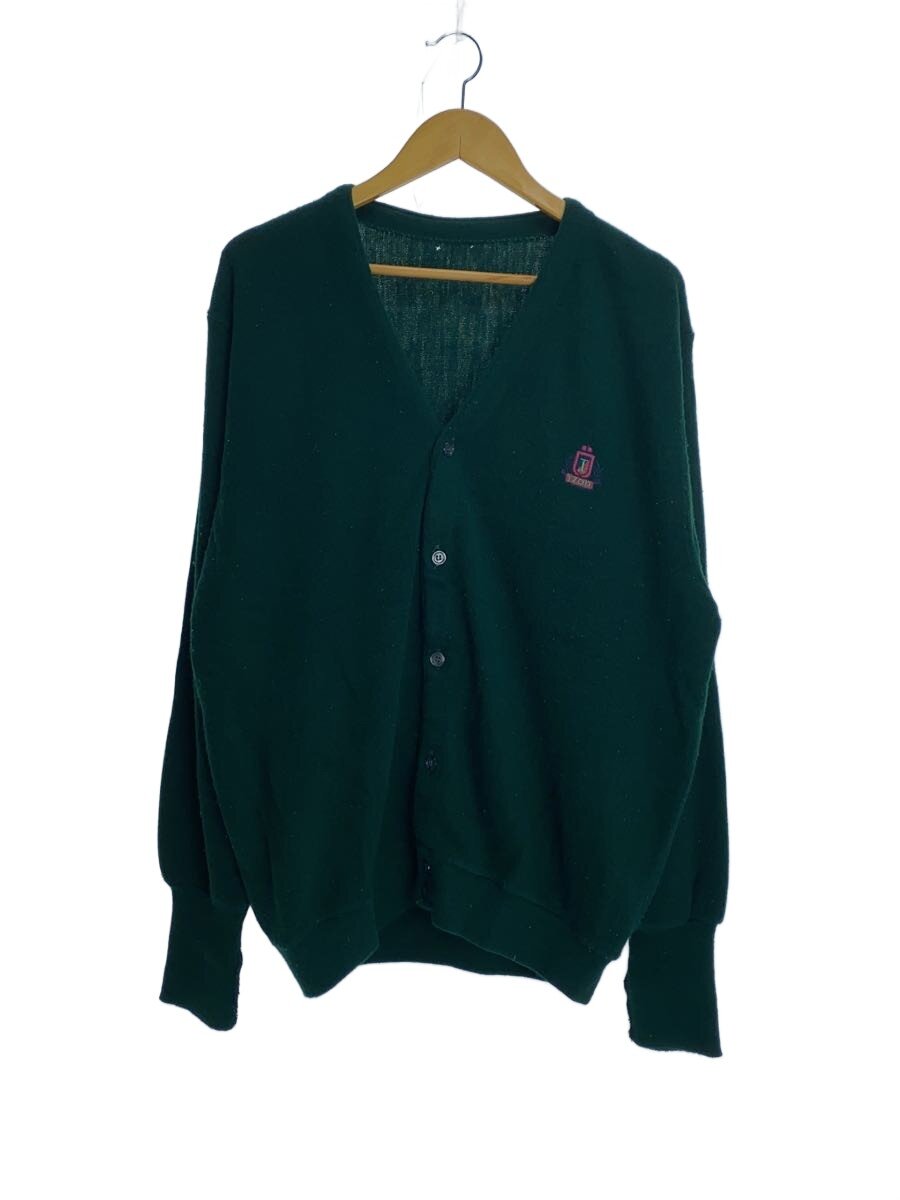 【中古】IZOD◆Vネック/ワンポイントロゴ/カーディガン(薄手)/アクリル/GRN/無地【メンズウェア】