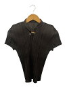 【中古】PLEATS PLEASE ISSEY MIYAKE◆半袖カットソー/3/ポリエステル/BRW/無地/PP63-JK142【レディースウェア】