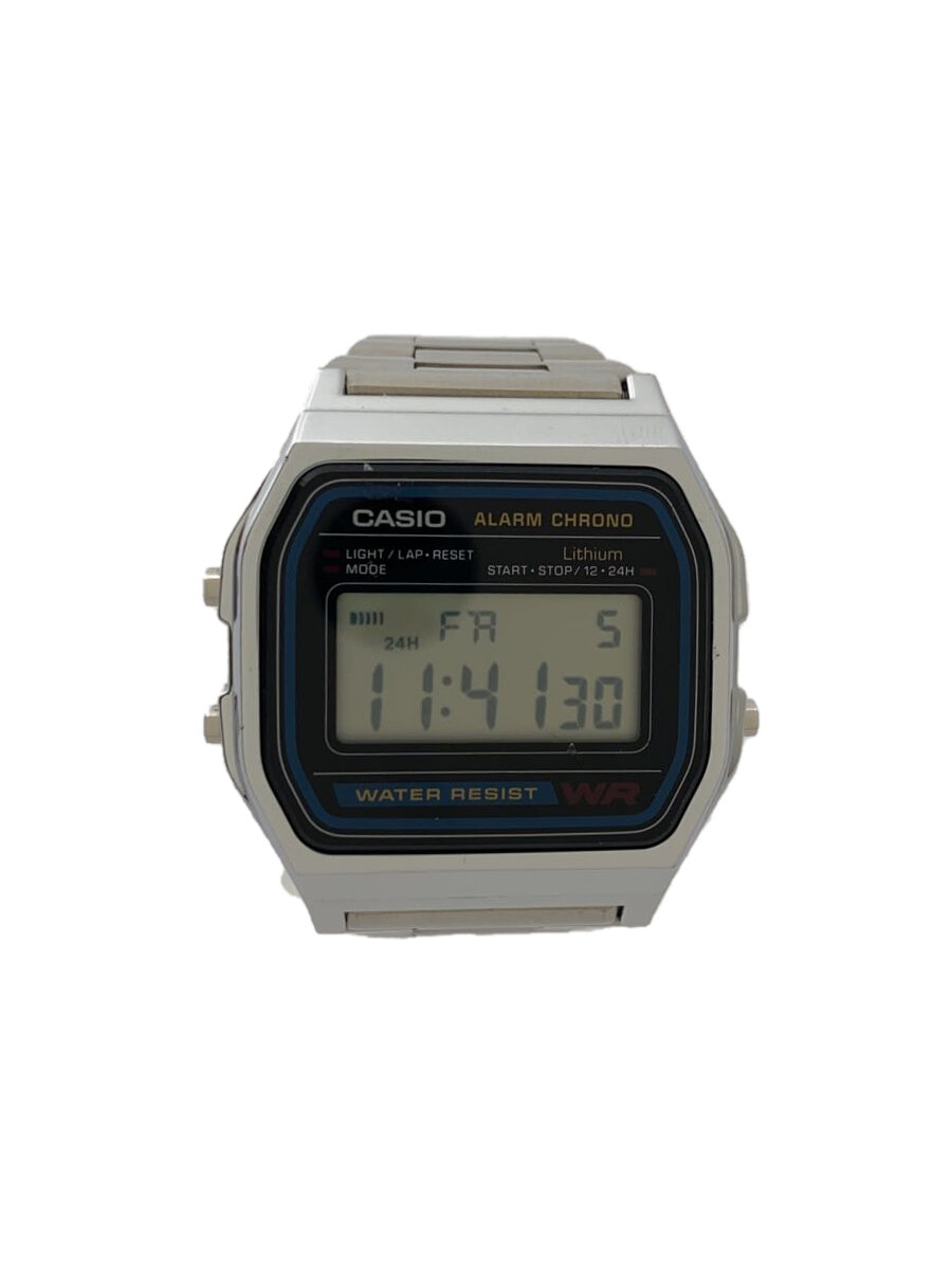 【中古】CASIO◆腕時計/アナログ/ステンレス/BLK/SLV/A158WE【服飾雑貨他】
