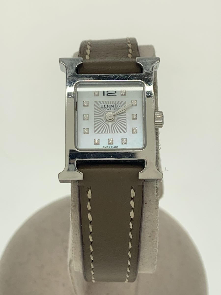 【中古】HERMES◆Hウォッチ/文字盤アバロンフィルム/クォーツ腕時計/アナログ/レザー/HH1.110【服飾雑貨他】