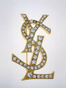 【中古】YVES SAINT LAURENT◆YSLブローチ/アクセサリー/--/ラインストーン/GLD/レディース【服飾雑貨他】
