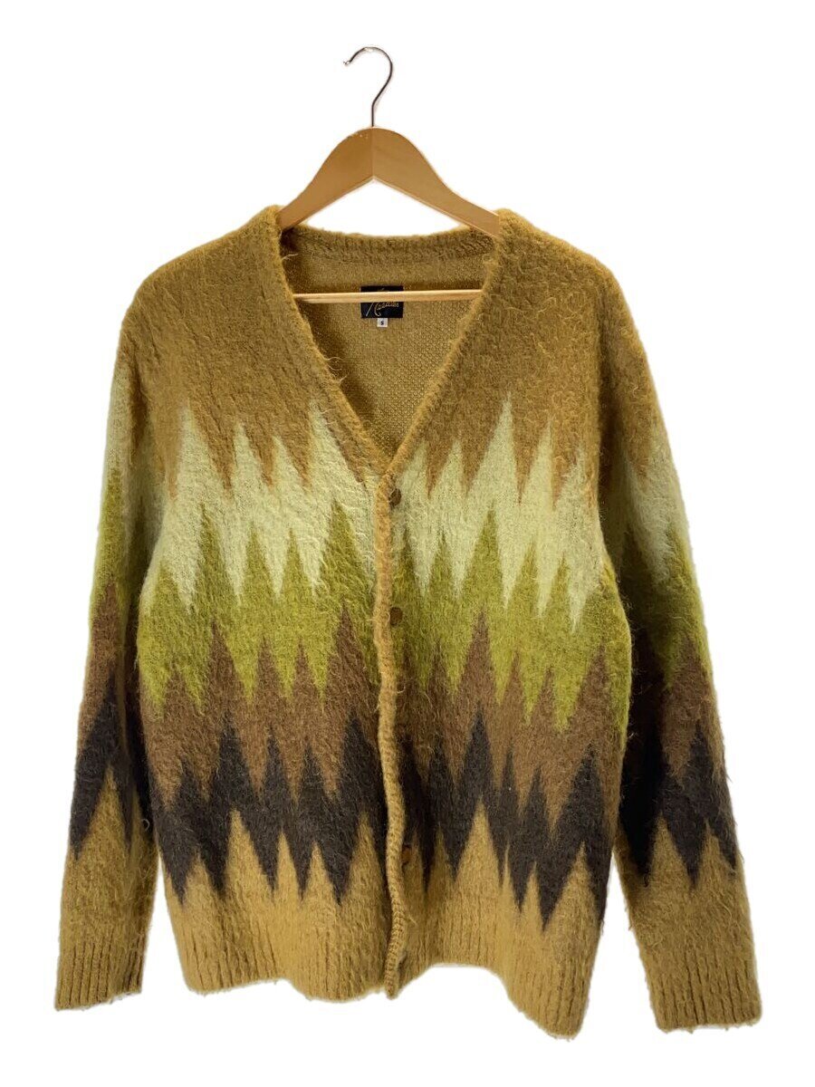 【中古】Needles◆Mohair Cardigan -Zigzag/モヘアカーディガン/S/BEG/総柄/LQ274【メンズウェア】