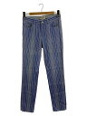 【中古】CHANEL◆ボトム/36/コットン/BLU/ストライプ【レディースウェア】