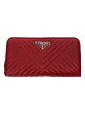 【中古】PRADA◆長財布/レザー/RED/無地/レディース/1ML506/レッド/赤【服飾雑貨他】