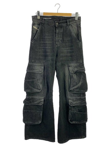 【中古】DIESEL◆カーゴパンツ/26/コットン/BLK/無地/A11871/裾ダメージ有【メンズウェア】 【中古】DIESEL◆カーゴパンツ/26/コットン/BLK/無地/A11871/裾ダメージ有【メンズウェア】