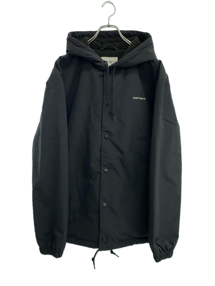 【中古】Carhartt◆HOODED COACH JACKET/i032247/ナイロン/BLK/無地【メンズウェア】