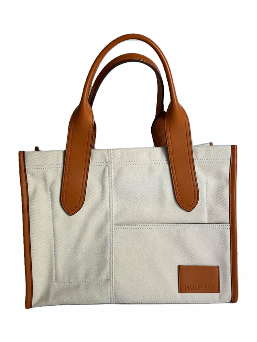 【中古】J&M DAVIDSON◆トートバッグ/キャンバス/WHT/無地【バッグ】
