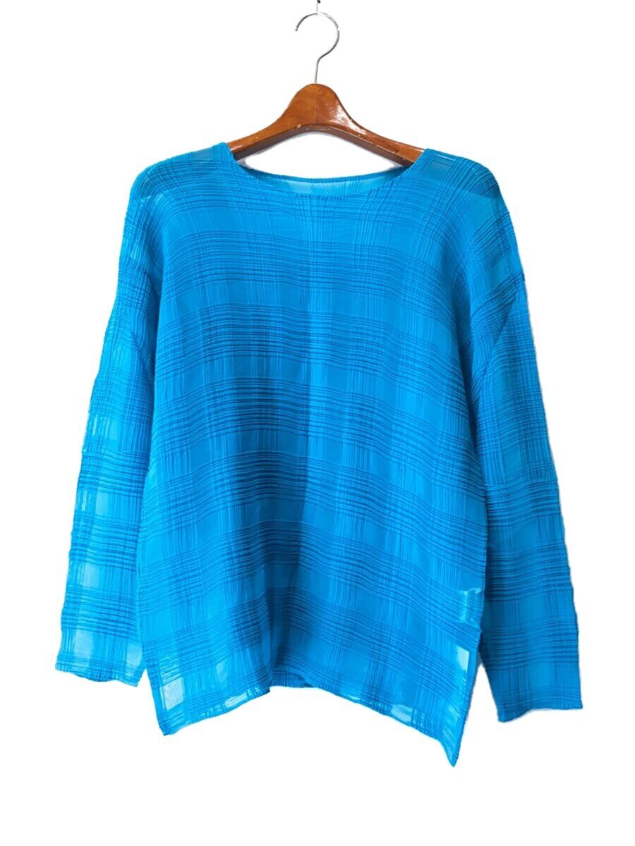 【中古】ISSEY MIYAKE◆長袖ブラウス/M/ポリエステル/BLU/IM61-FJ943【レディースウェア】