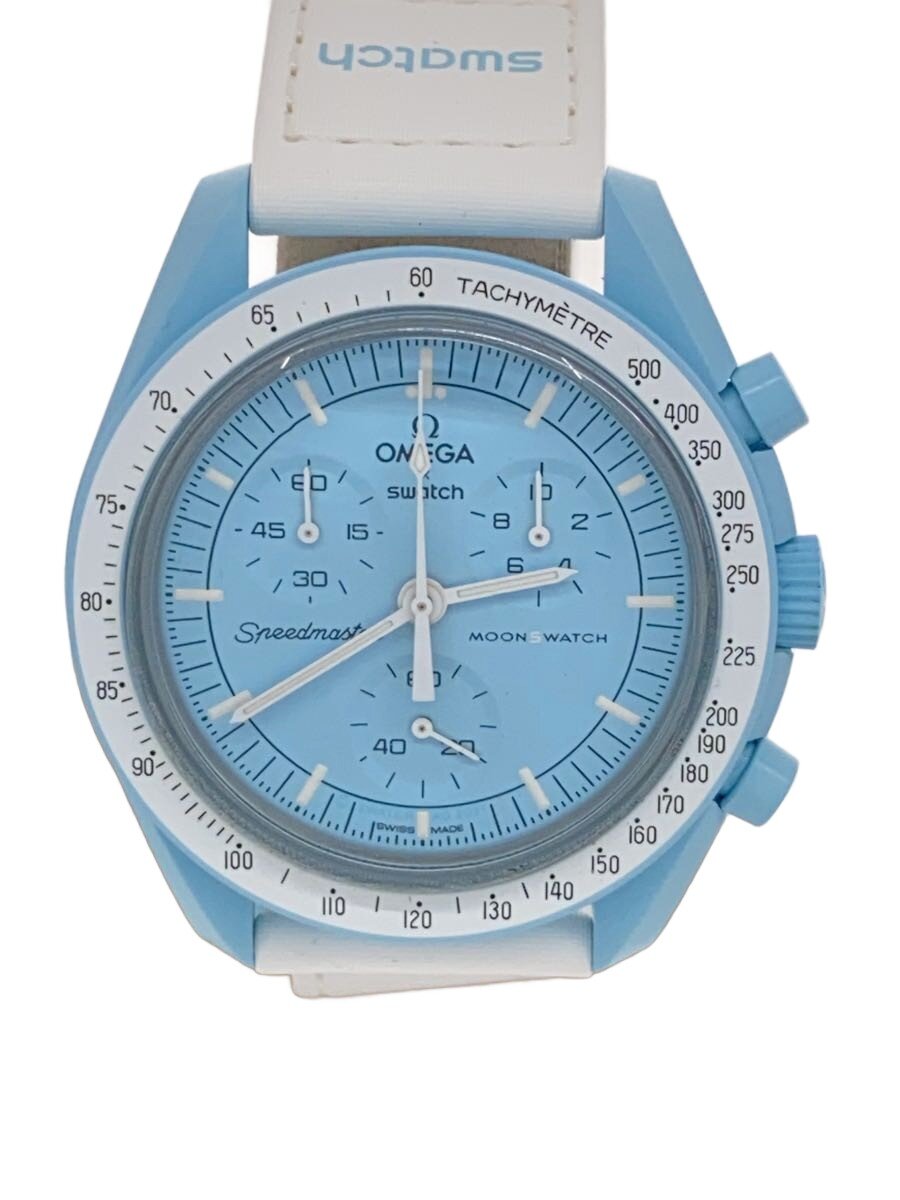 【中古】OMEGA◆MOONSWATCH/クォーツ腕時計/アナログ/--/BLU/WHT【服飾雑貨他】