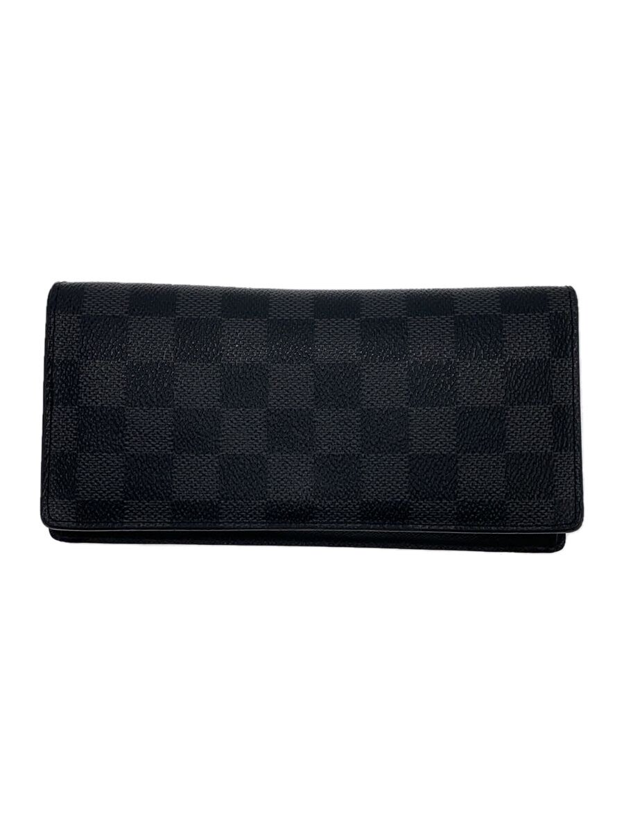 【中古】LOUIS VUITTON◆ポルト・フォイユ・ブラザ/ダミエ・グラフィット長財布/レザー/BLK/チェック/メンズ/N62665//【服飾雑貨他】
