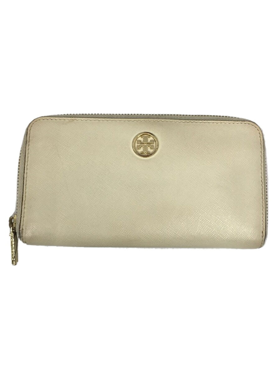 【中古】TORY BURCH◆長財布/レザー/WHT/無地/レディース【服飾雑貨他】