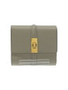 【中古】CELINE◆トリフォールドウォレット/セーズ16/3つ折り財布/レザー/クリーム/レディース【服飾雑貨他】