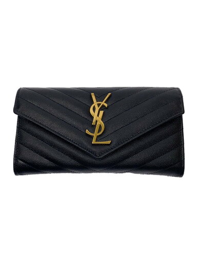 【中古】SAINT LAURENT◆長財布/レザー/BLK/無地/レディース/gbl372264・0224【服飾雑貨他】 【中古】SAINT LAURENT◆長財布/レザー/BLK/無地/レディース/gbl372264・0224【服飾雑貨他】