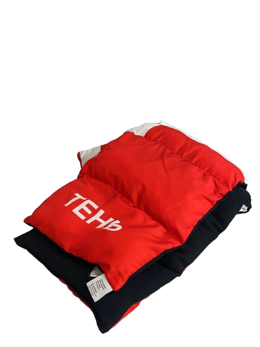 【中古】T3CM/マフラー/ポリエステル/RED/総柄/メンズ【服飾雑貨他】