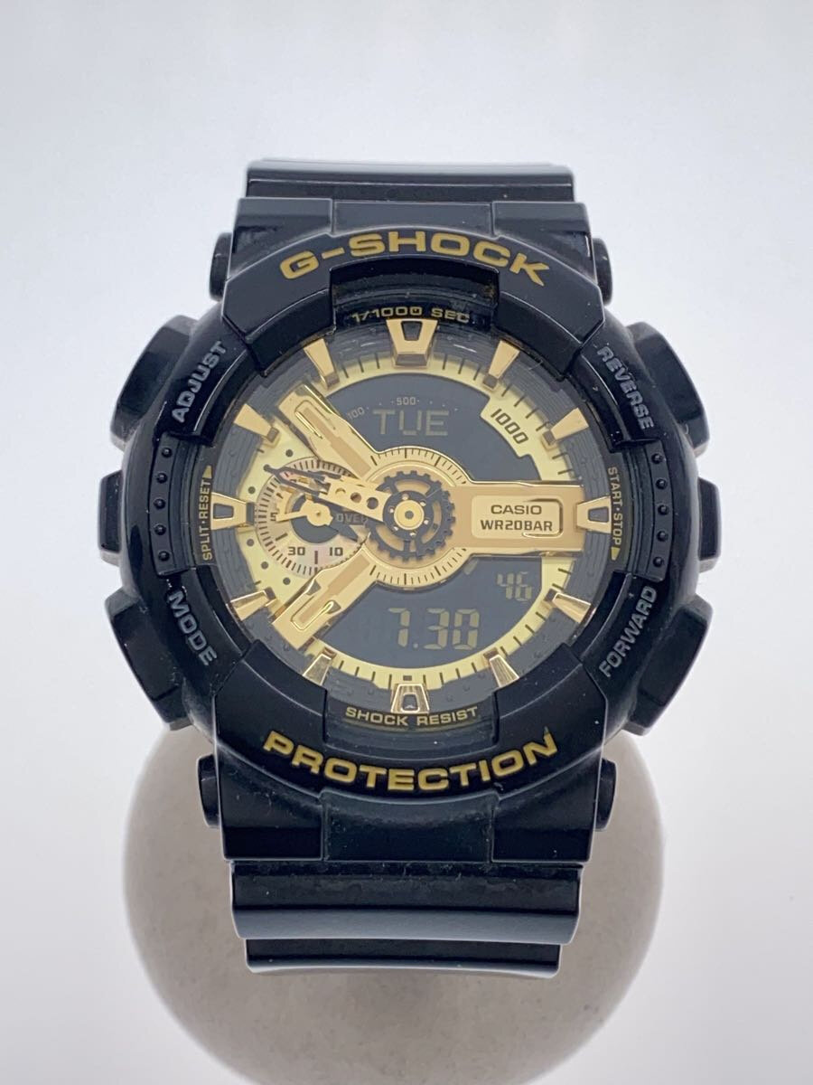 【中古】CASIO◆クォーツ腕時計/アナログ/ラバー/GLD/BLK/GA-110GB【服飾雑貨他】