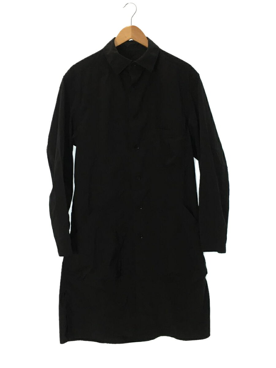 【中古】YOHJI YAMAMOTO◆19SS/製品染ロングシャツ/2/ポリエステル/BLK/無地/HH-B09-900/ブラック