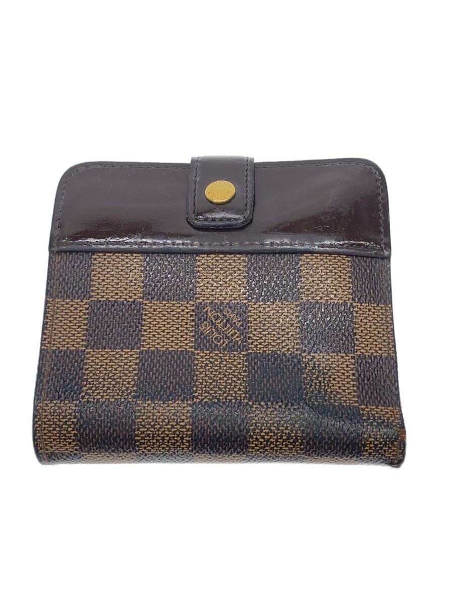 【中古】LOUIS VUITTON◆コンパクト・ジップ_ダミエ・エベヌ/PVC/BRW/レディース【服飾雑貨他】