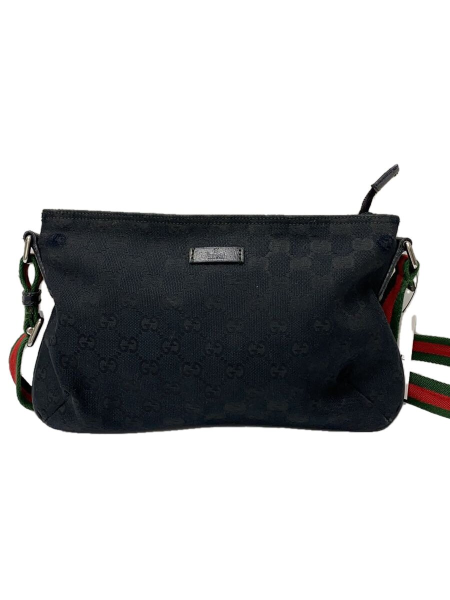 【中古】GUCCI◆ショルダーバッグ_GGキャンバス/キャンバス/BLK【バッグ】