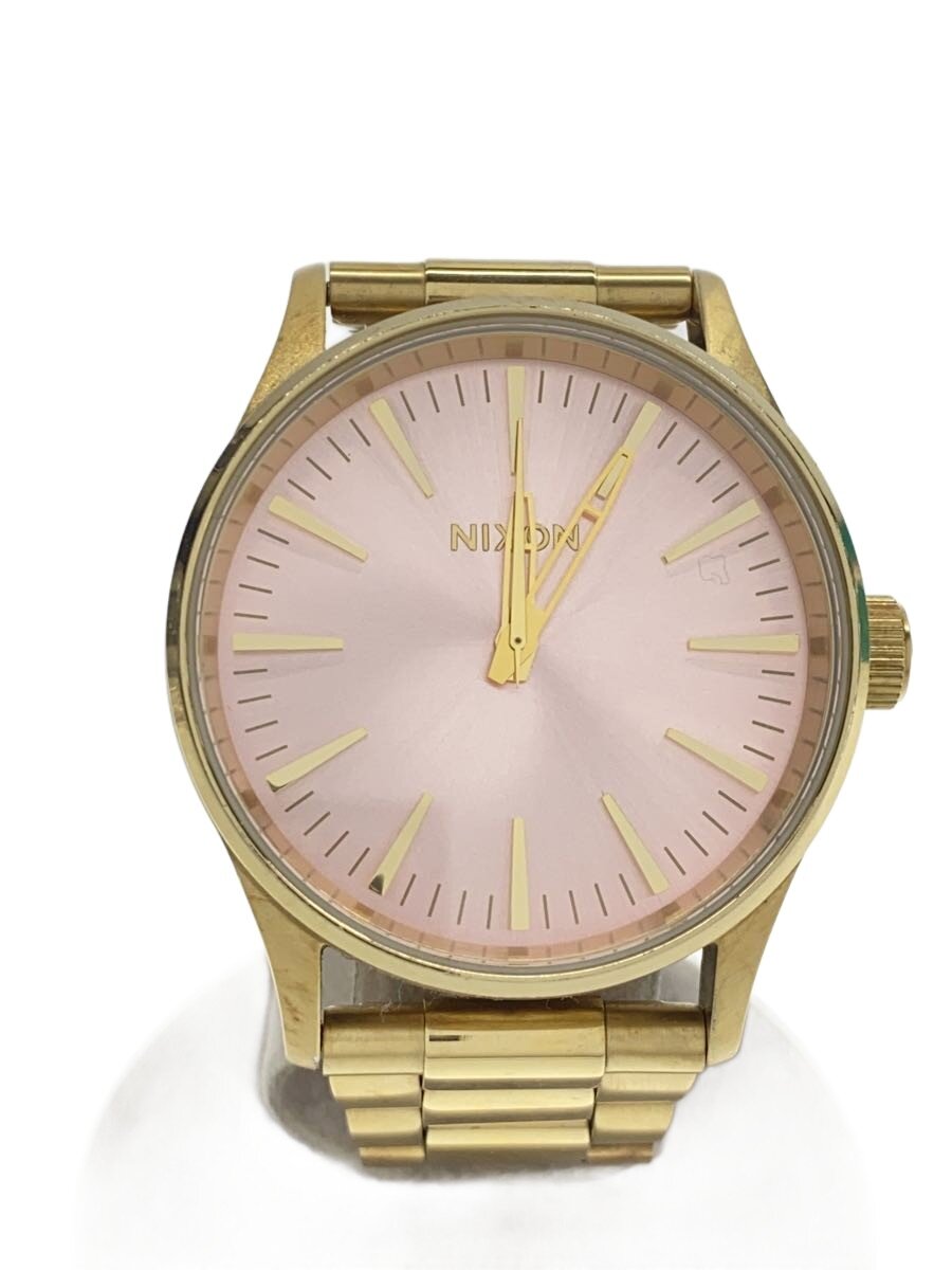 【中古】NIXON◆クォーツ腕時計/アナログ/ピンク/ゴールド/THE SENTRY 38 SS【服飾雑貨他】