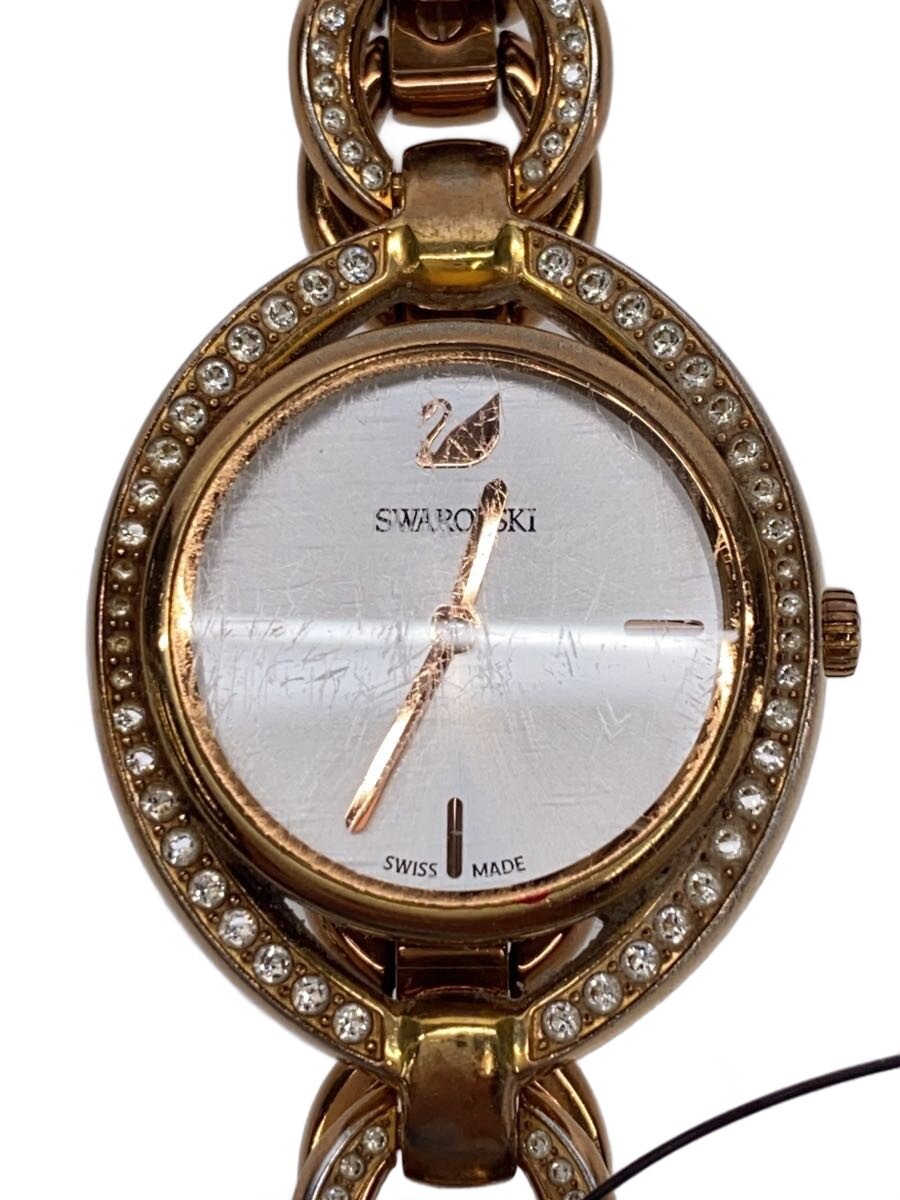 OMEGA - 【中古】Swarovski◆クォーツ腕時計/アナログ/ステンレス/WHT/GLD/SS【服飾雑貨他】